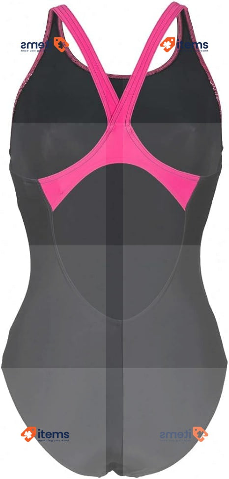 Arena Women's Swimsuit V Back Black - Freak Rose 42 EU Swimwear Swimming Graphic