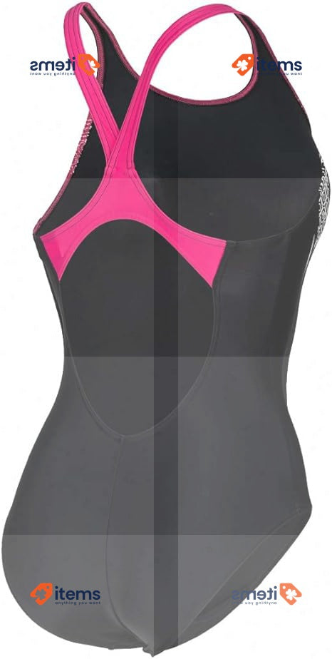 Arena Women's Swimsuit V Back Black - Freak Rose 42 EU Swimwear Swimming Graphic