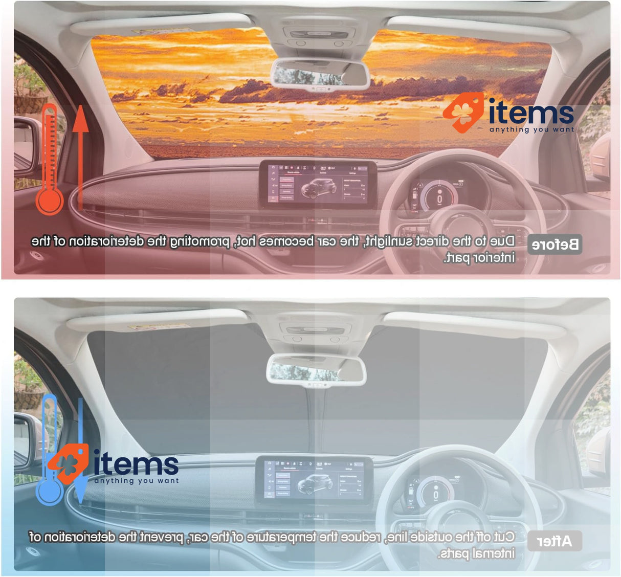 BIXUAN Sun Protection Compatible With Fiat 500 595 2017 - 2022 Windscreen For