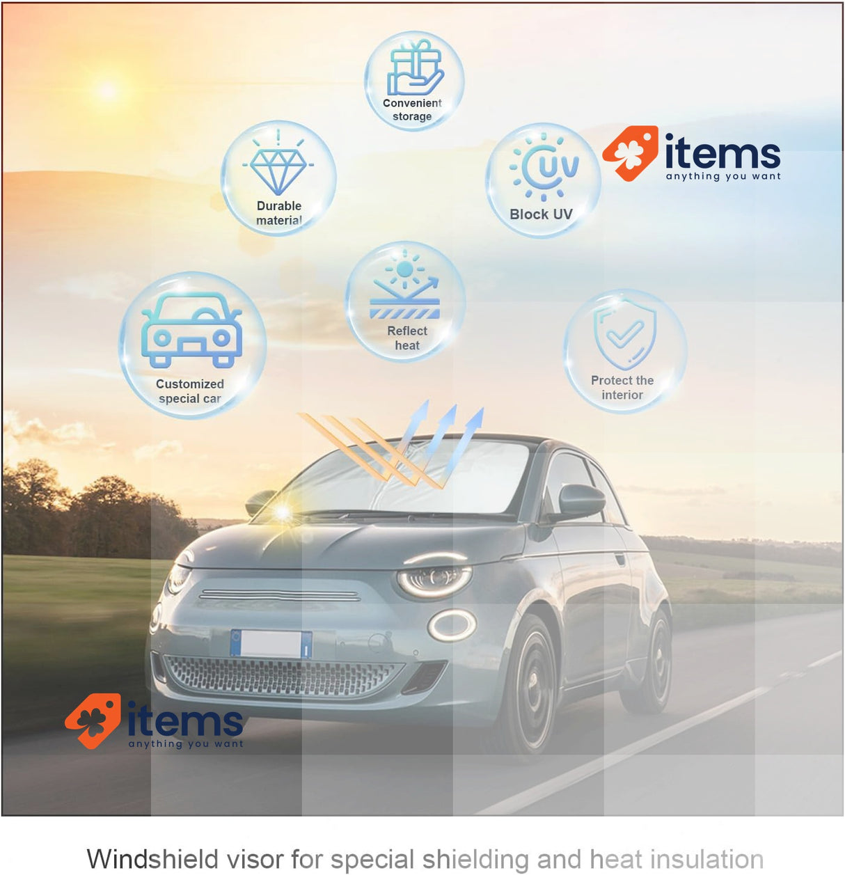 BIXUAN Sun Protection Compatible with Fiat 500 595 2017-2022 Windscreen For Car