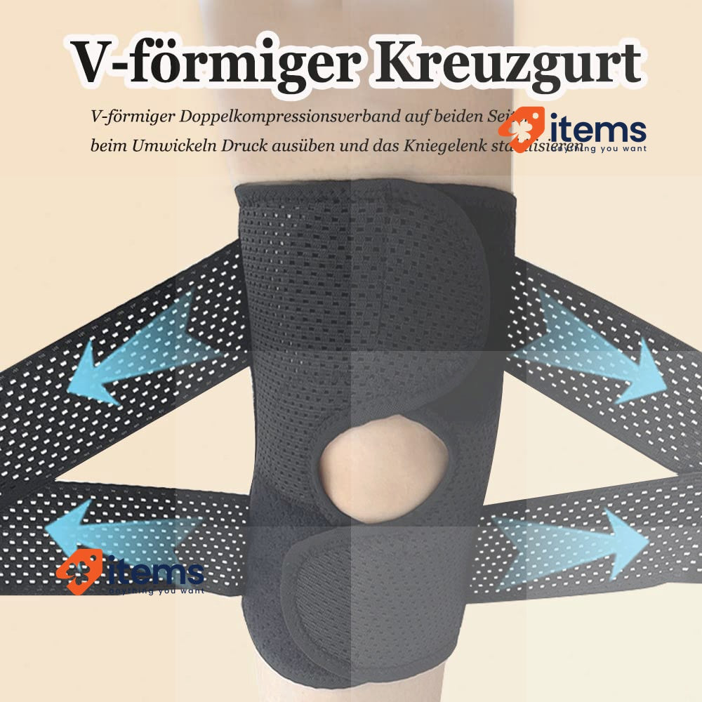 Knee Support, Knee Pads with Velcro Fastening and Patella Opening, Foldable