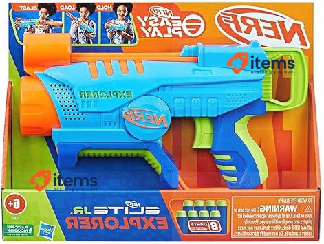 Nerf Elite Junior Explorer Easy-Play Toy Foam Blaster, Ages 6 & Up Hold Load