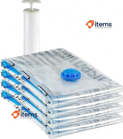 Amazon Basics Vacuum Compression Zipper Storage Bags with Hand Pump - 4 Pack