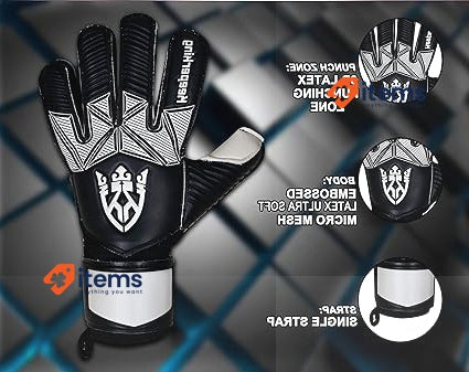 Keeperking Goalkeeper Gloves Children s Youth Adult Football Black-White 7 EU