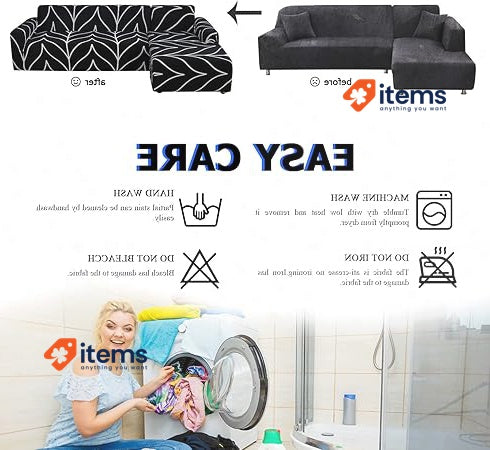 Lydevo Sofa Cover L Shape Stretch Corner Black Line