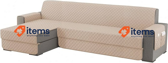 Sevi's Sofa Cover L Shape 300 Cm Waterproof Khaki Corner Reversible Stain Cats