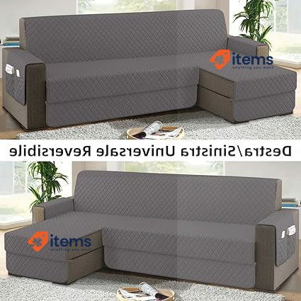 sevi's Sofa Cover L Shape 300 cm Waterproof Sofa Cover Grey Corner Reversible