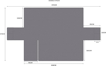 sevi's Sofa Cover L Shape 300 cm Waterproof Sofa Cover Grey