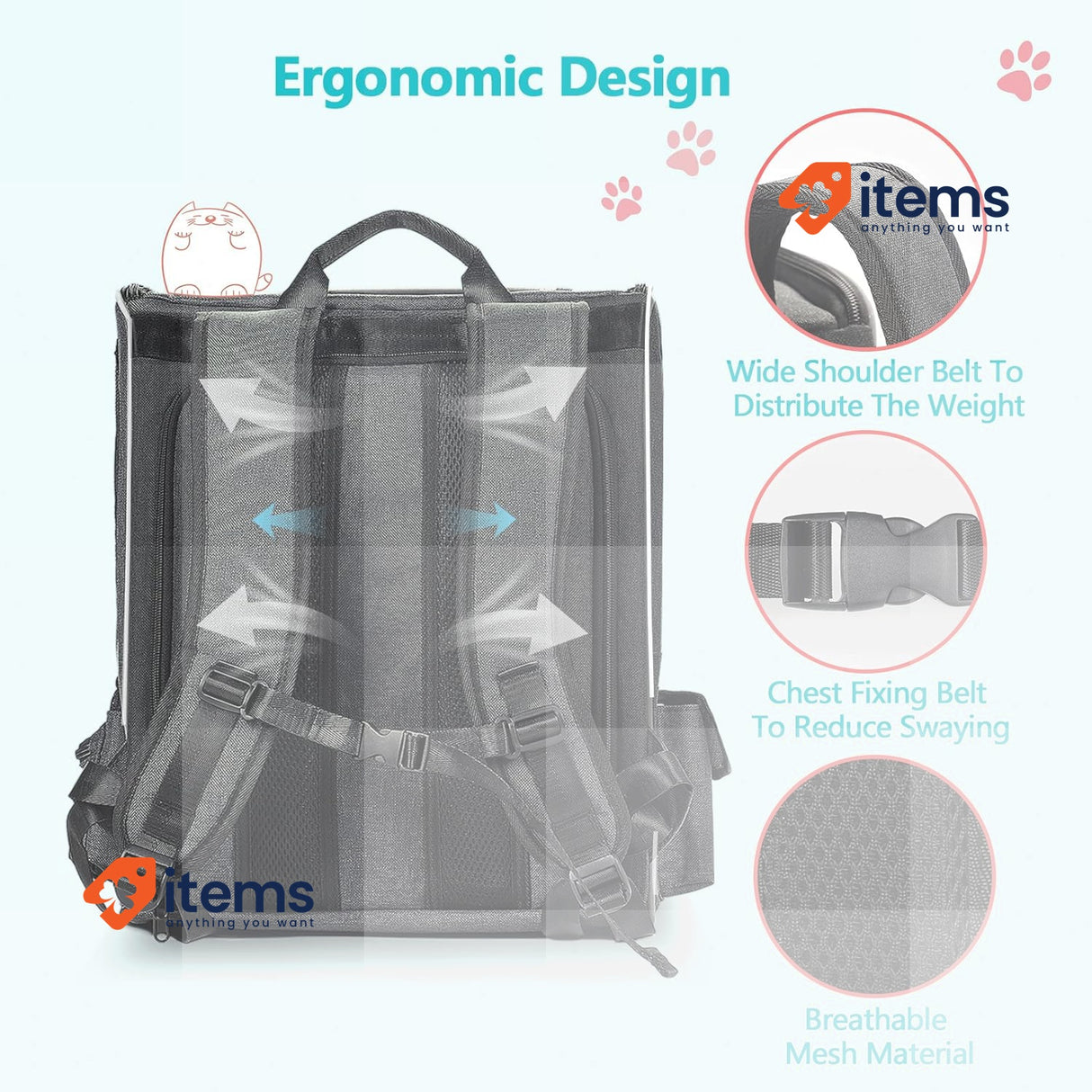Morpilot® Expandable & Foldable Cat Backpack Inner Safety Leash Pet Pet Carrier