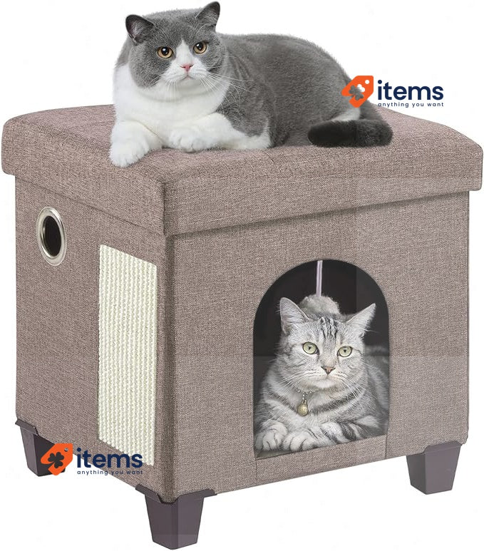 BRIAN & DANY Foldable Indoor Cat Cave, Multifunctional Cube 37x31.8x36cm 36 cm