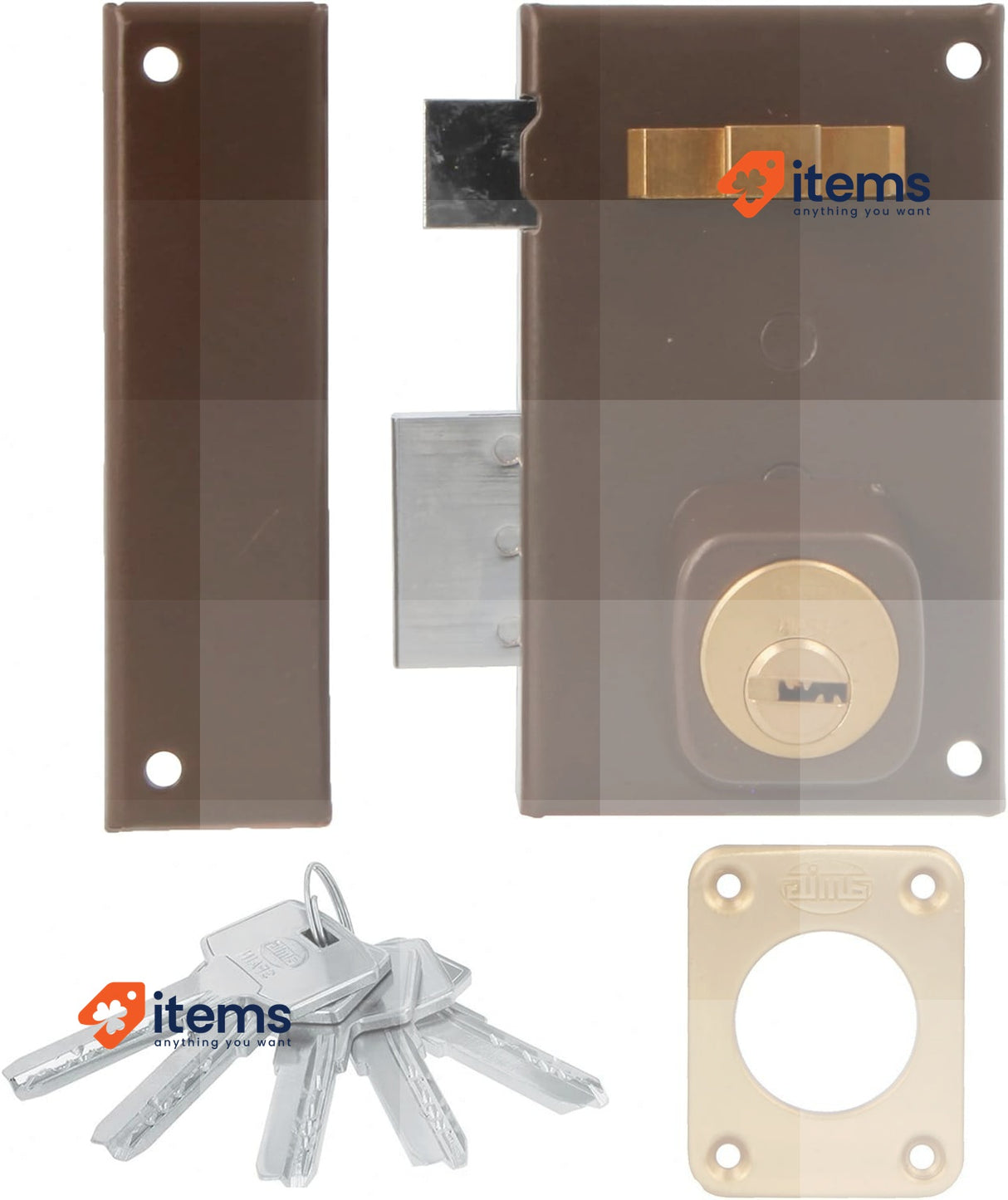 Amig - Surface Mounted Right Hand Lock With Closing Lever 67 X 112 Mm Brown Door