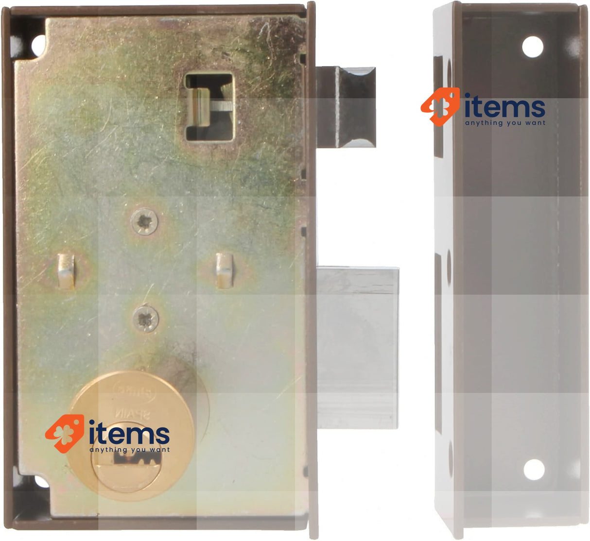 Amig - Surface Mounted Right Hand Lock With Closing Lever 67 X 112 Mm Brown Door
