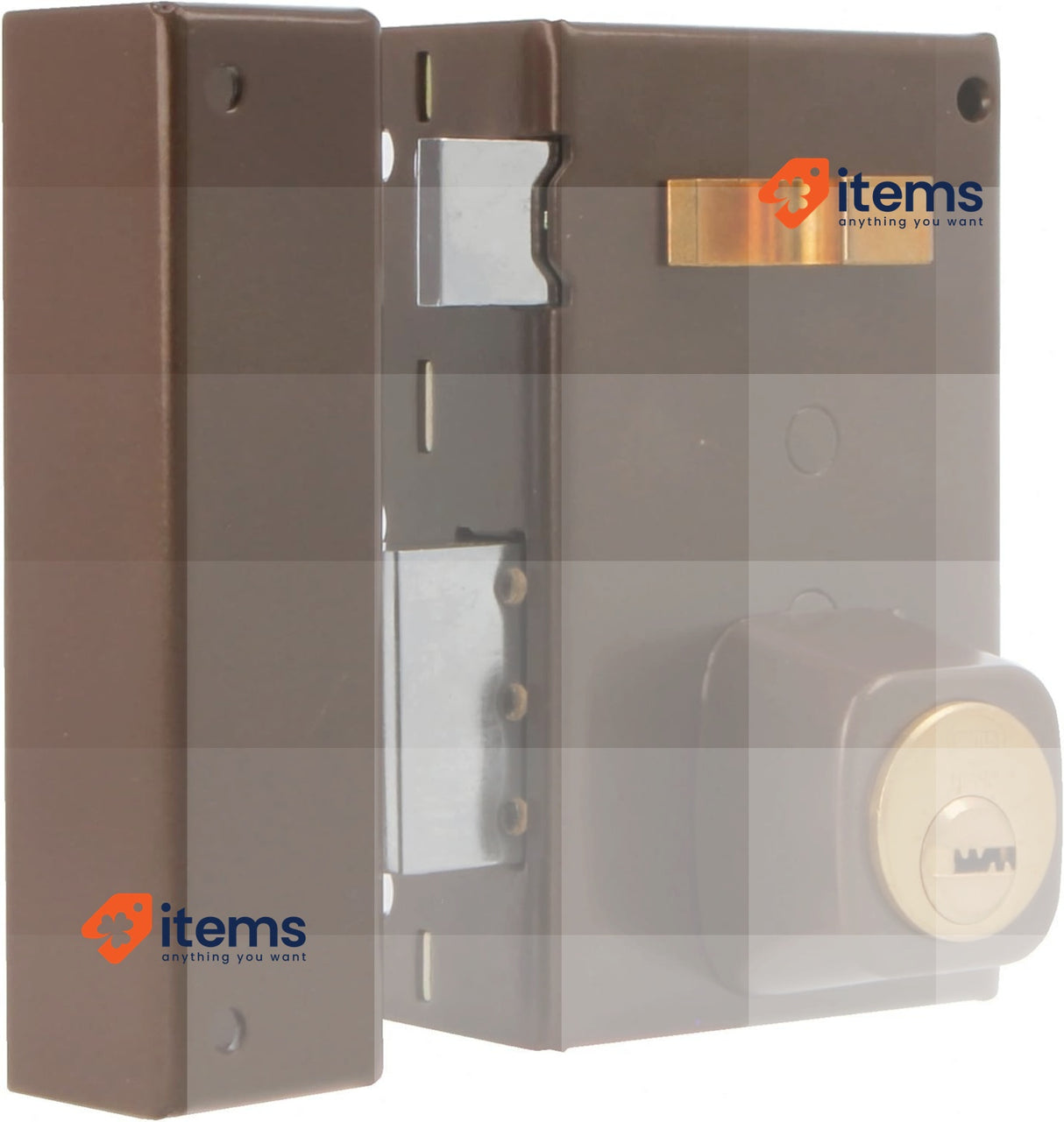 Amig - Surface Mounted Right Hand Lock With Closing Lever 67 X 112 Mm Brown Door