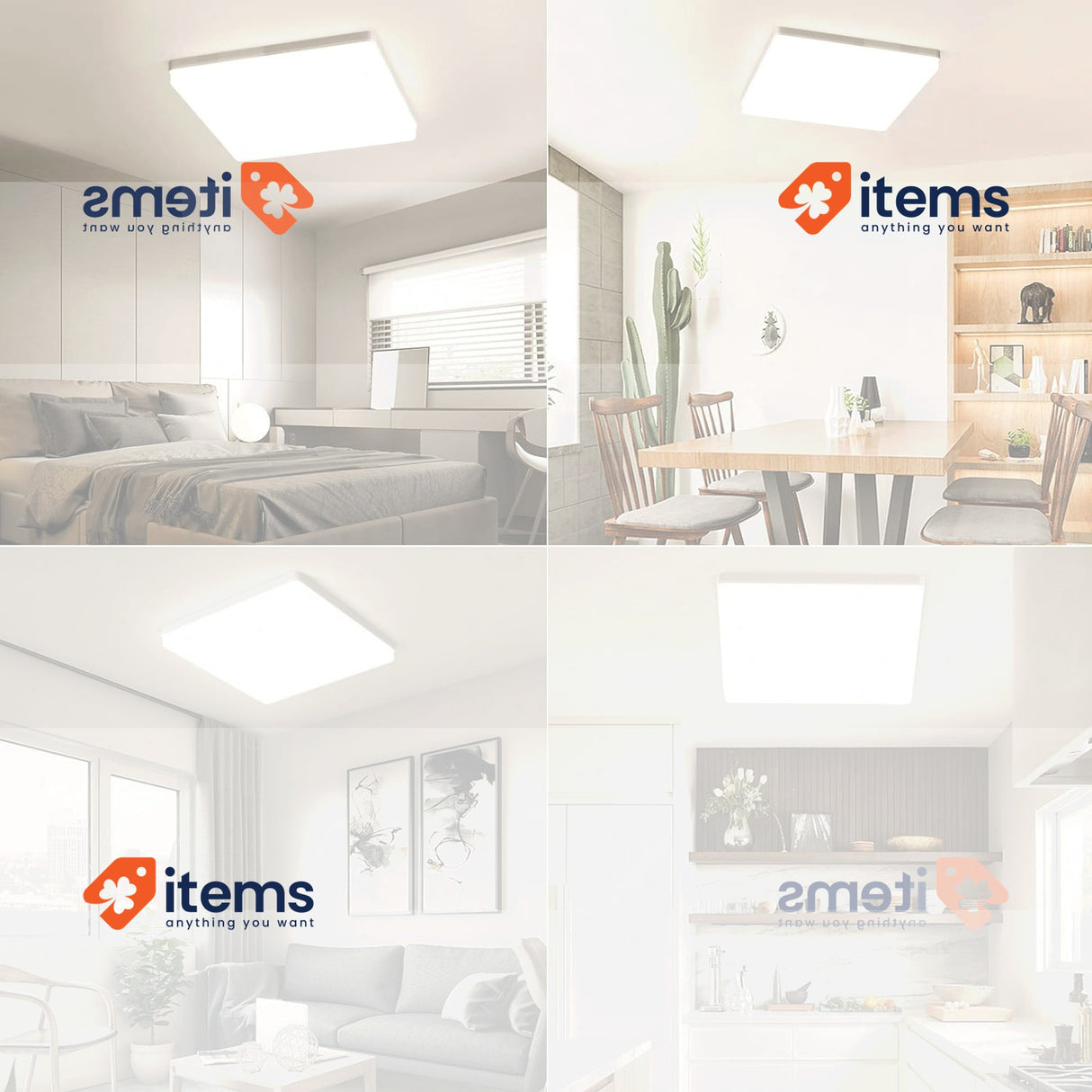 EASY EAGLE LED Fabric Lamp 48W 4800LM Modern Square Plafón Luz Led 3000K