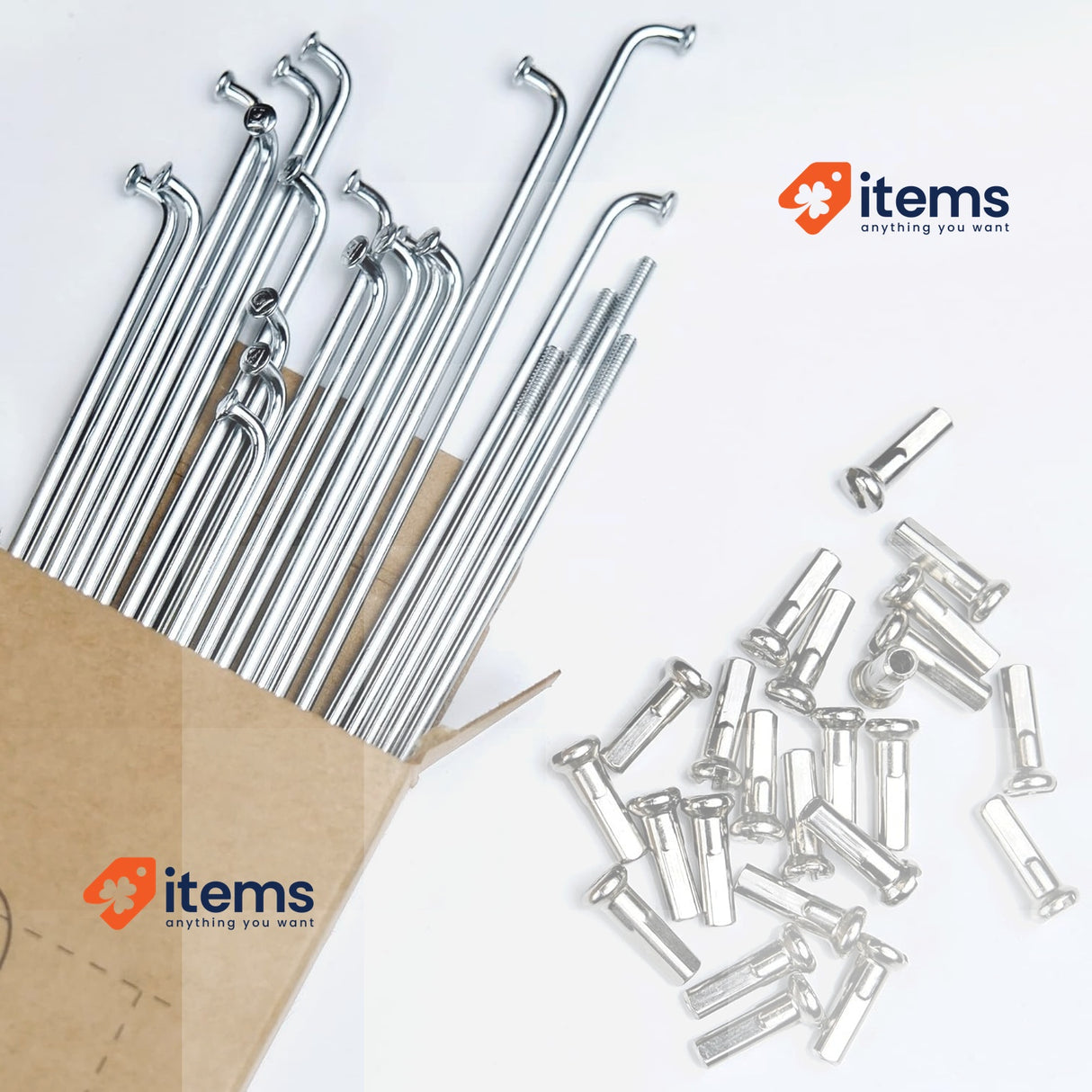 LUXU 36 Pieces 14G J Curved Stainless Steel Bicycle Spokes (230 - 269mm) 14 G