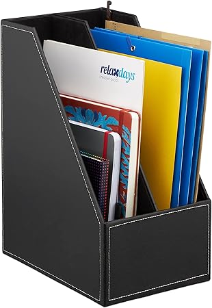 Relaxdays Filing Cabinet, Artificial Leather, 2 Compartments Black