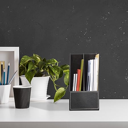 Relaxdays Filing Cabinet, Artificial Leather, 2 Compartments Black