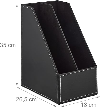 Relaxdays Filing Cabinet, Artificial Leather, 2 Compartments Black