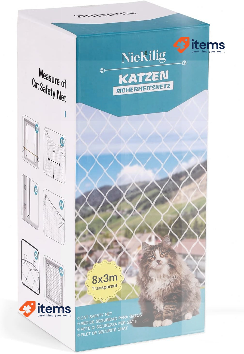 NieKilig Protective Balcony Net No Drilling 8x3m Transparent Cat Protective Net