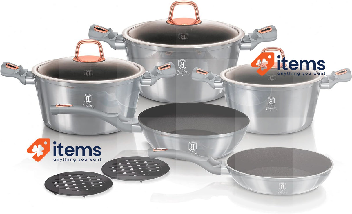 Berlinger Haus Moonlight Induction Cookware Set of 10 Pieces Grey Non-Stick 3