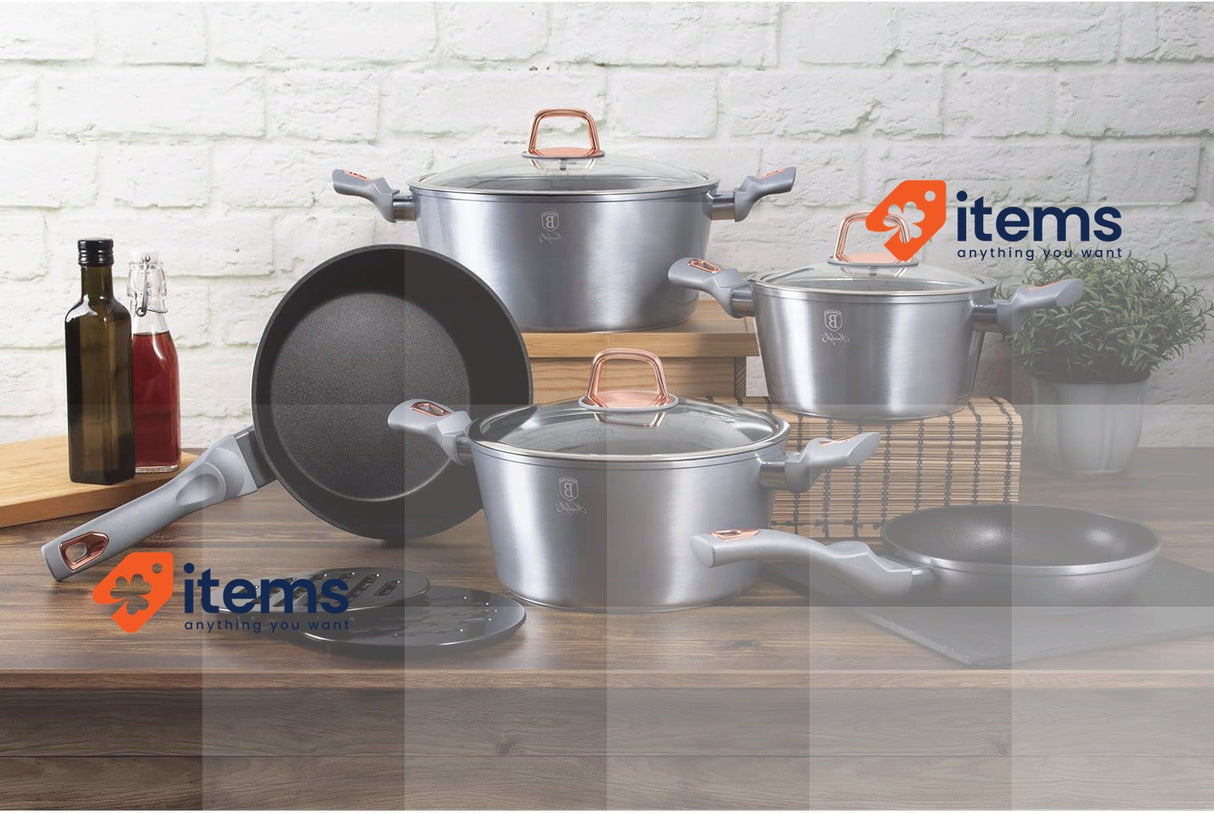 Berlinger Haus Moonlight Induction Cookware Set of 10 Pieces Grey Non-Stick 3
