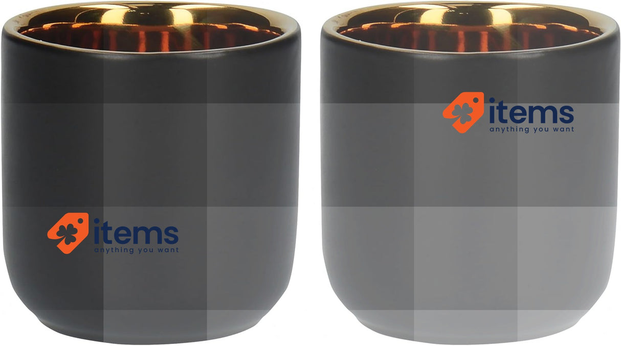 La Cafetière Double Walled Ceramic Espresso Mugs, Set of Two, 70ml, Black