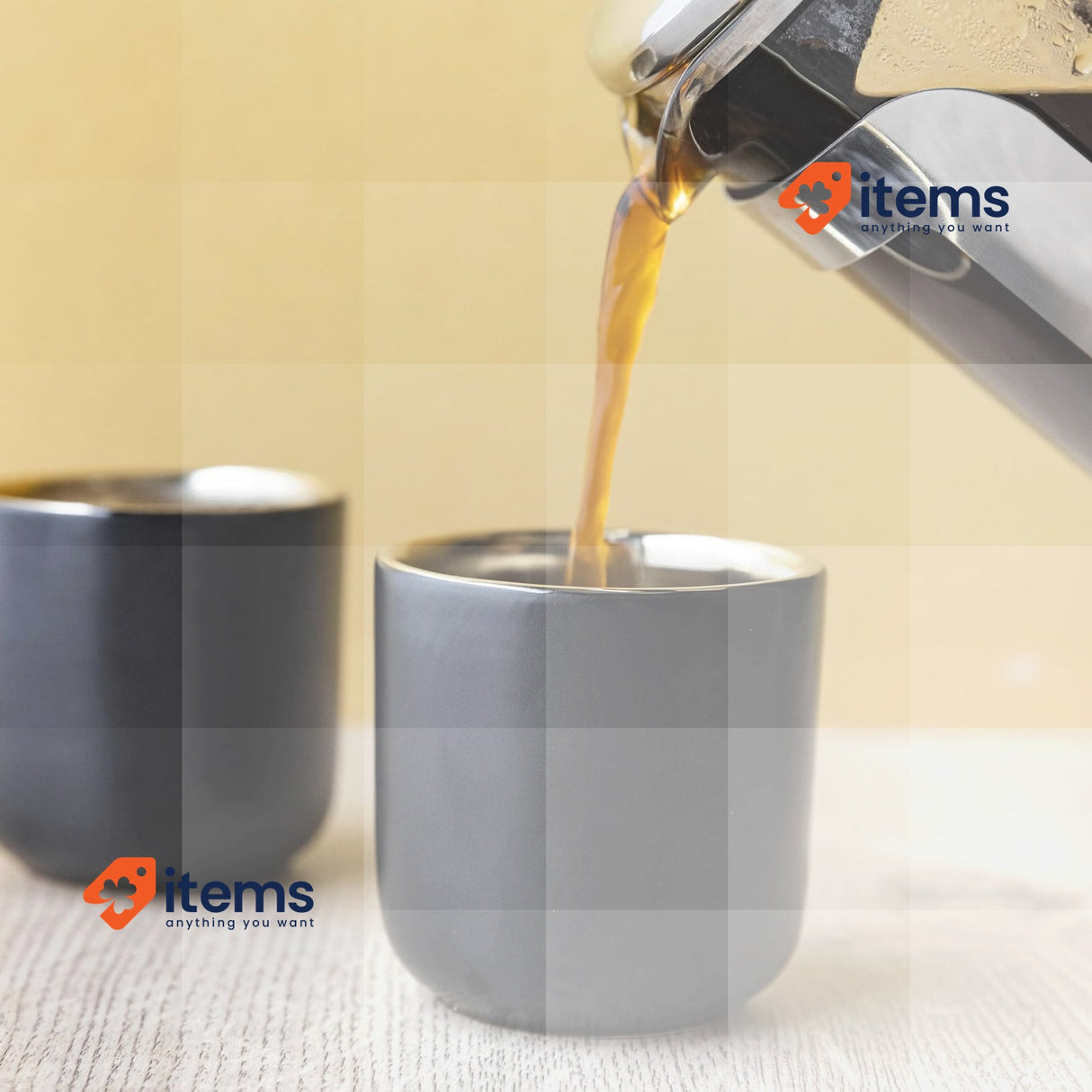 La Cafetière Double Walled Ceramic Espresso Mugs, Set of Two, 70ml, Black