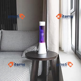 "FISURA - Purple and White Lava Lamp" White Base, Purple Liquid and White Spare