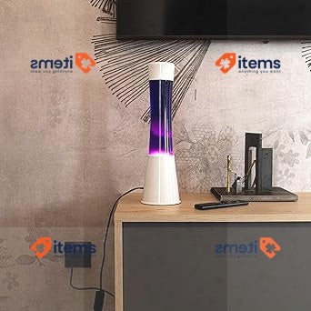 "FISURA - Purple and White Lava Lamp" White Base, Purple Liquid and White Spare