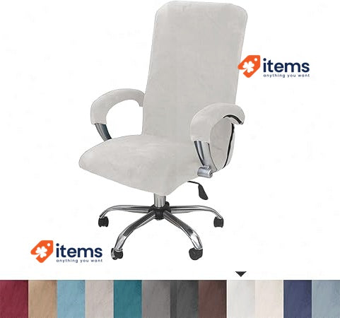 LIFEDX Velvet Plush Office Chair Cover with Armrest XL