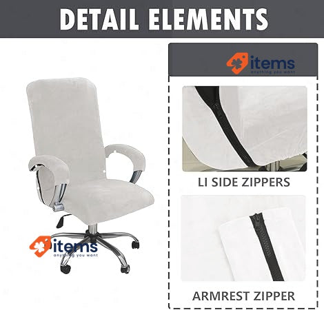 LIFEDX Velvet Plush Office Chair Cover with Armrest XL
