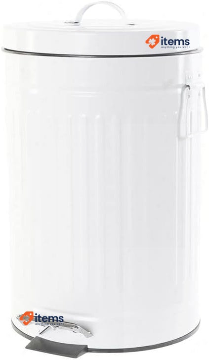 DKD Home Decor Trash Bin Step - On Painted Rectangular Iron White 12 Litres