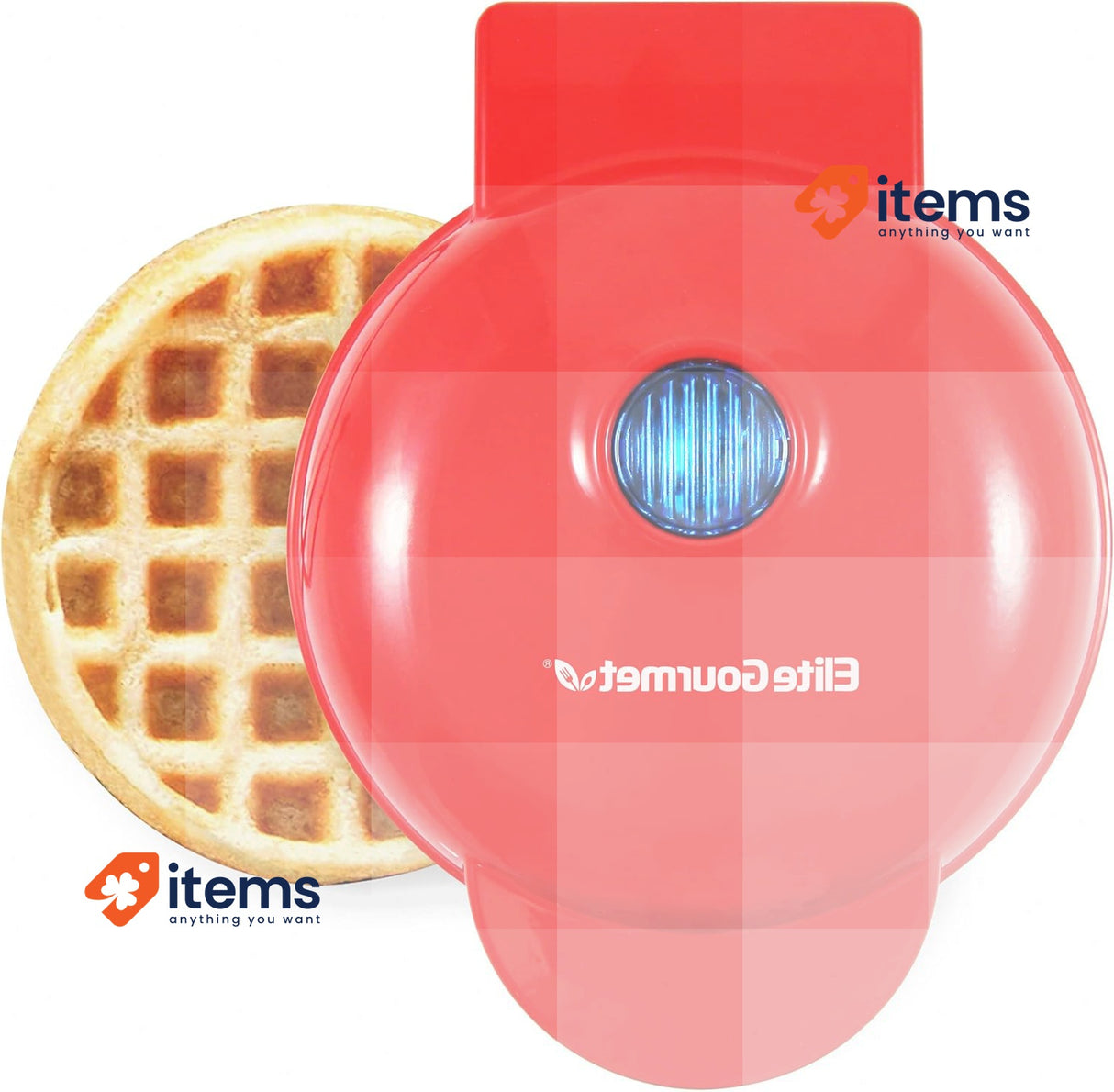 Elite Gourmet EWM015R Electric Mini Waffle Iron Non-Stick Red