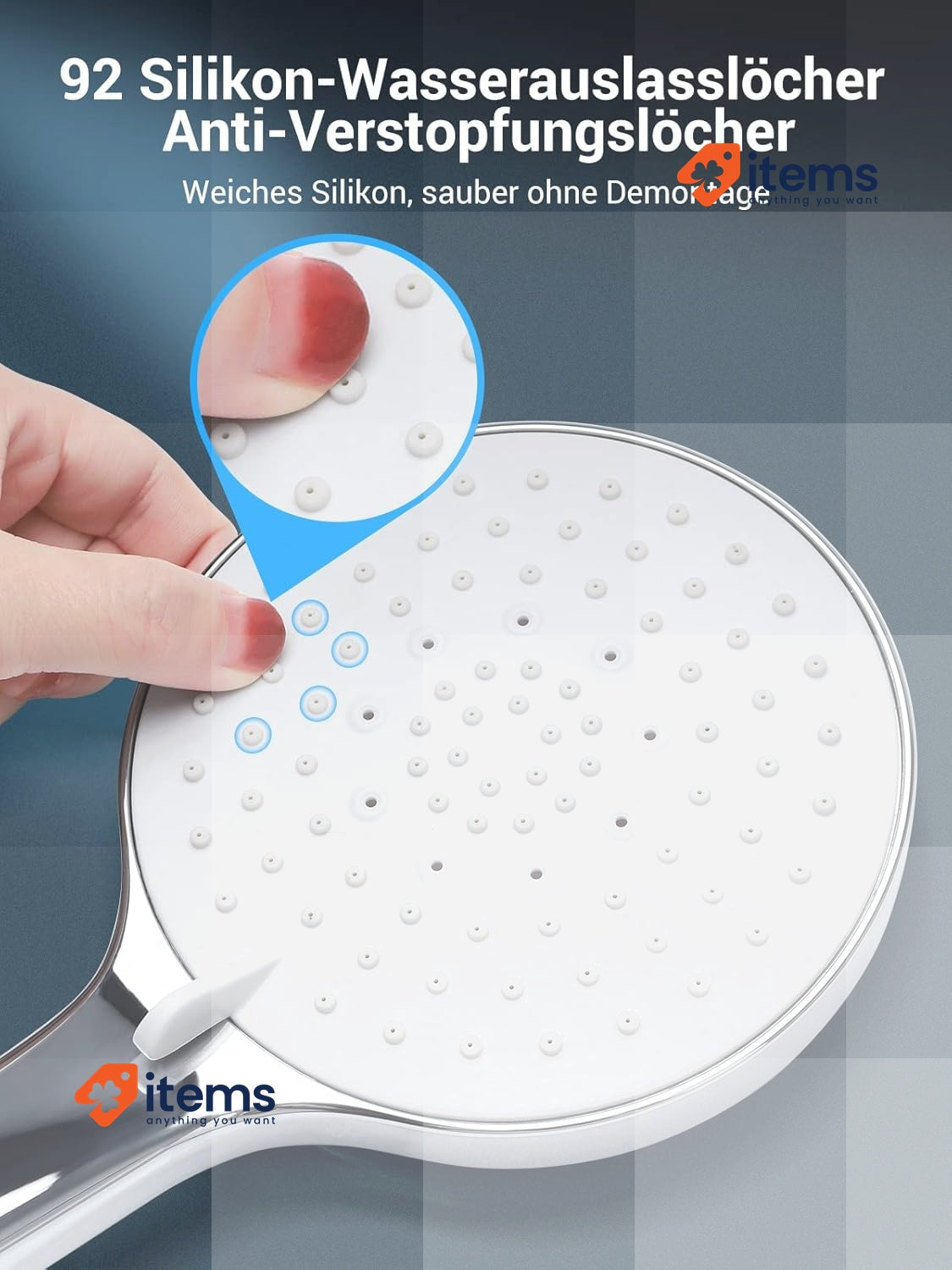 SREWOHS Water-Saving Shower Head with Hose Holder, Economy with Hose 1.6 m