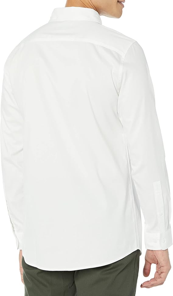 Amazon Essentials Men's Slim-Fit Long-Sleeve Stretch Dress Shirt White Medium