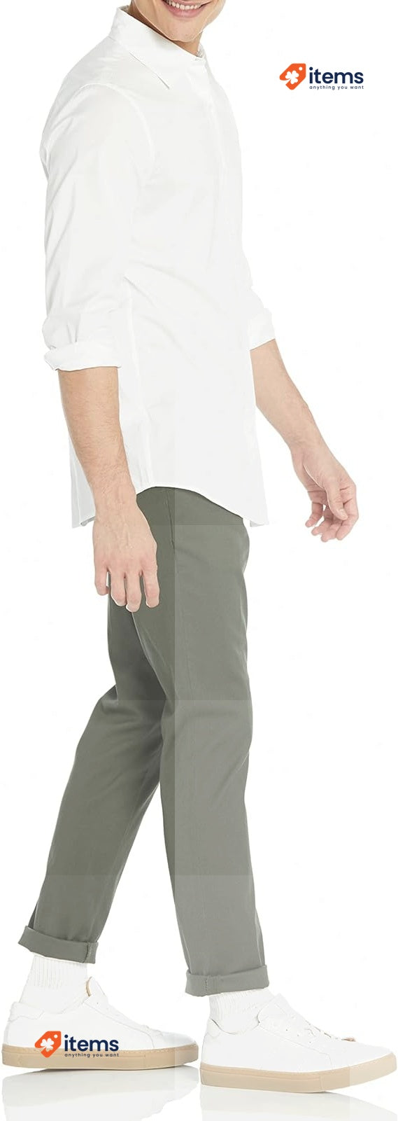 Amazon Essentials Men's Slim - Fit Long Sleeve Stretch Dress Shirt White Medium