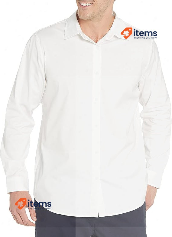 Amazon Essentials Men's Slim - Fit Long Sleeve Stretch Dress Shirt White Medium