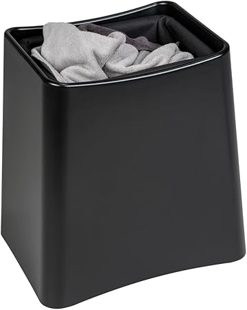 WENKO Wing bathroom stool, 2 in 1, stool and laundry basket Black
