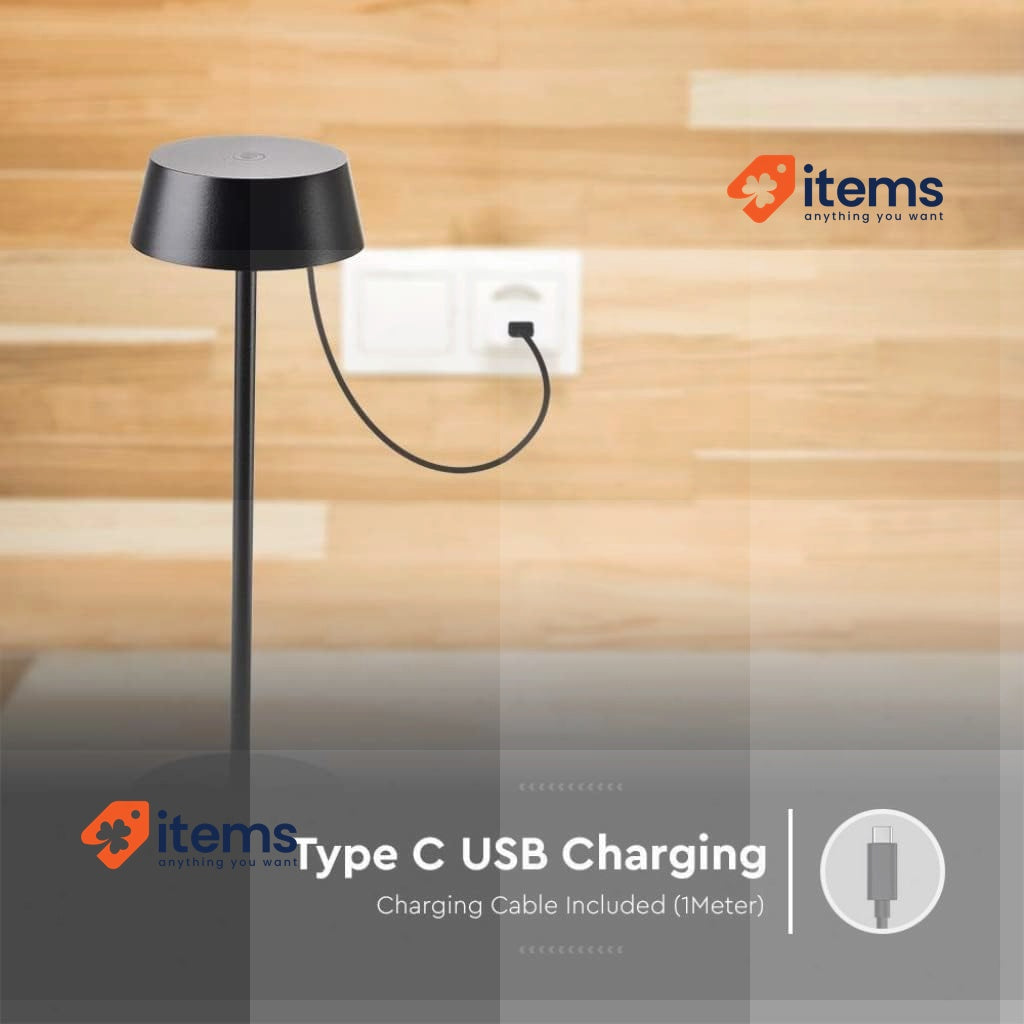 V-TAC Dimmable LED Table Lamp 2W IP54-4400 Black White Wireless Touch Indoor