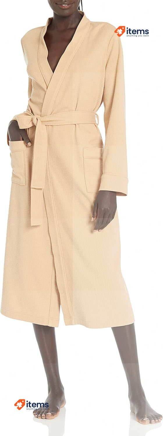 Amazon Essentials Women's Waffle Full - Length Robe Light Camel, Size XX Large