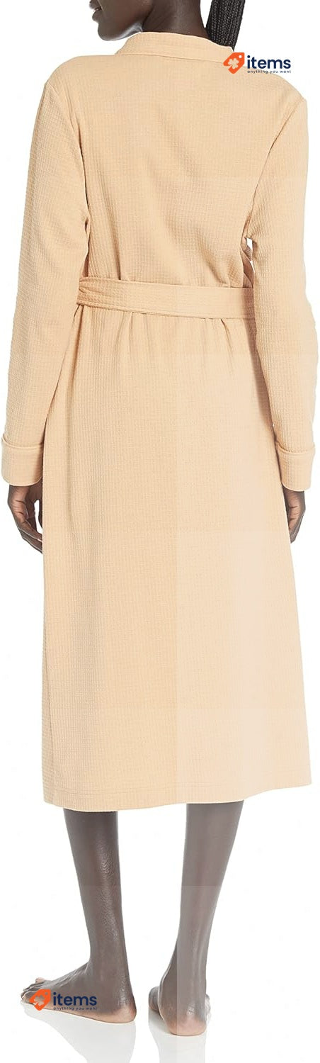 Amazon Essentials Women's Waffle Full - Length Robe Light Camel, Size XX Large