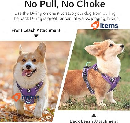 Arnes Dog Harness For Big/Medium/Small Training No Pull Release Neck Reflective