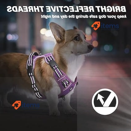 Arnes Dog Harness For Big/Medium/Small Training No Pull Release Neck Reflective