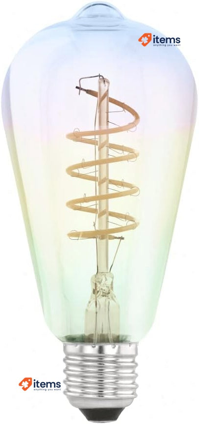 Eglo Dimmable Iridescent E27 LED Multicoloured Spiral Filament Light ST64 White