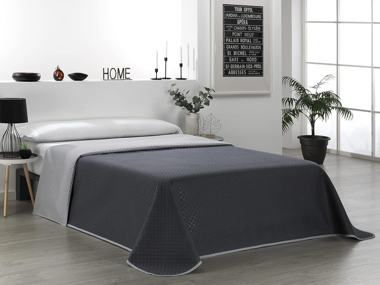 Martina Home 90 x Reversible Bouti Bedspread Charcoal