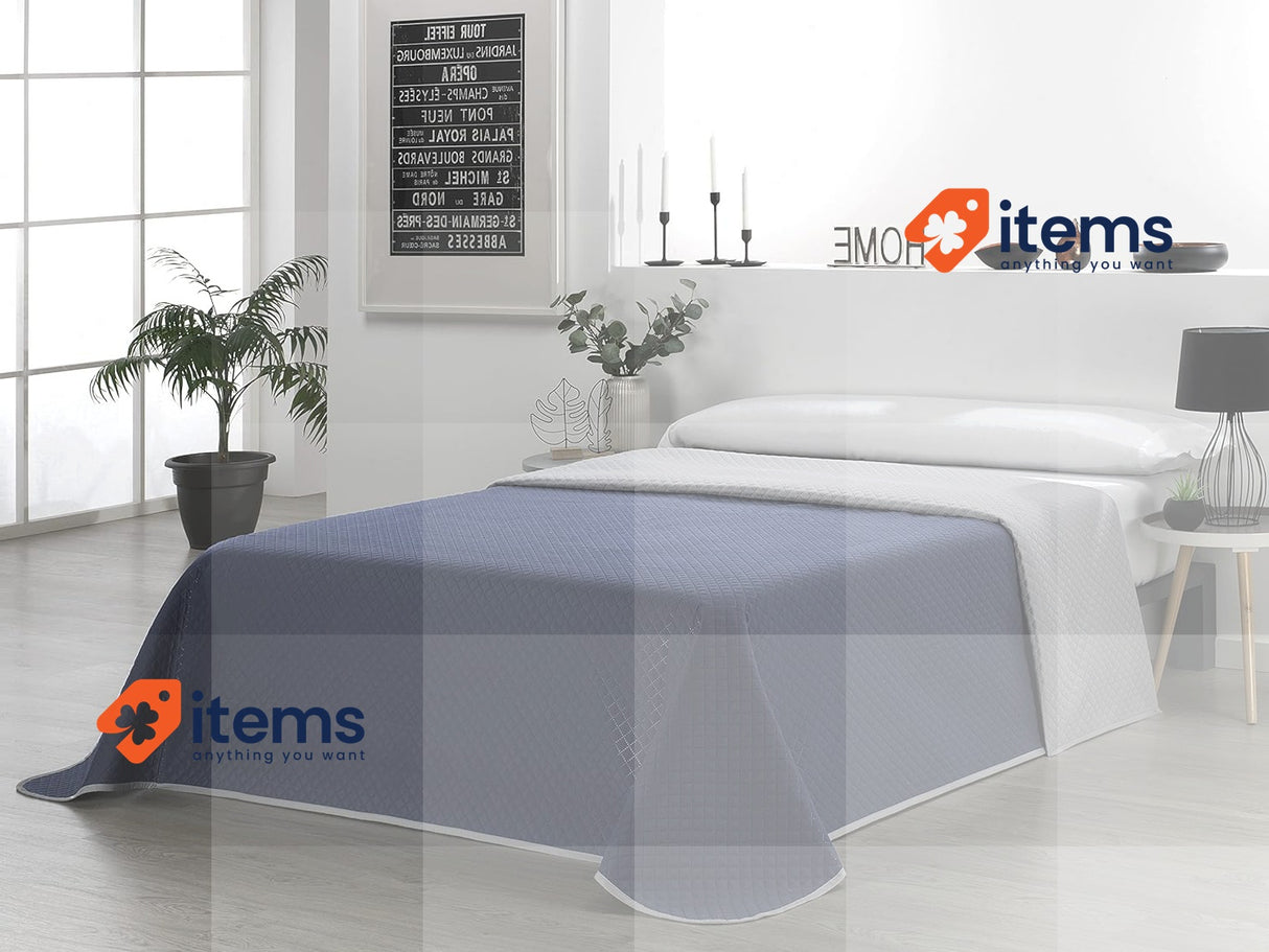 Martina Home Bedspread Grey Blue Bout Reversible Cm Bed Decorative Quilts 90 cm