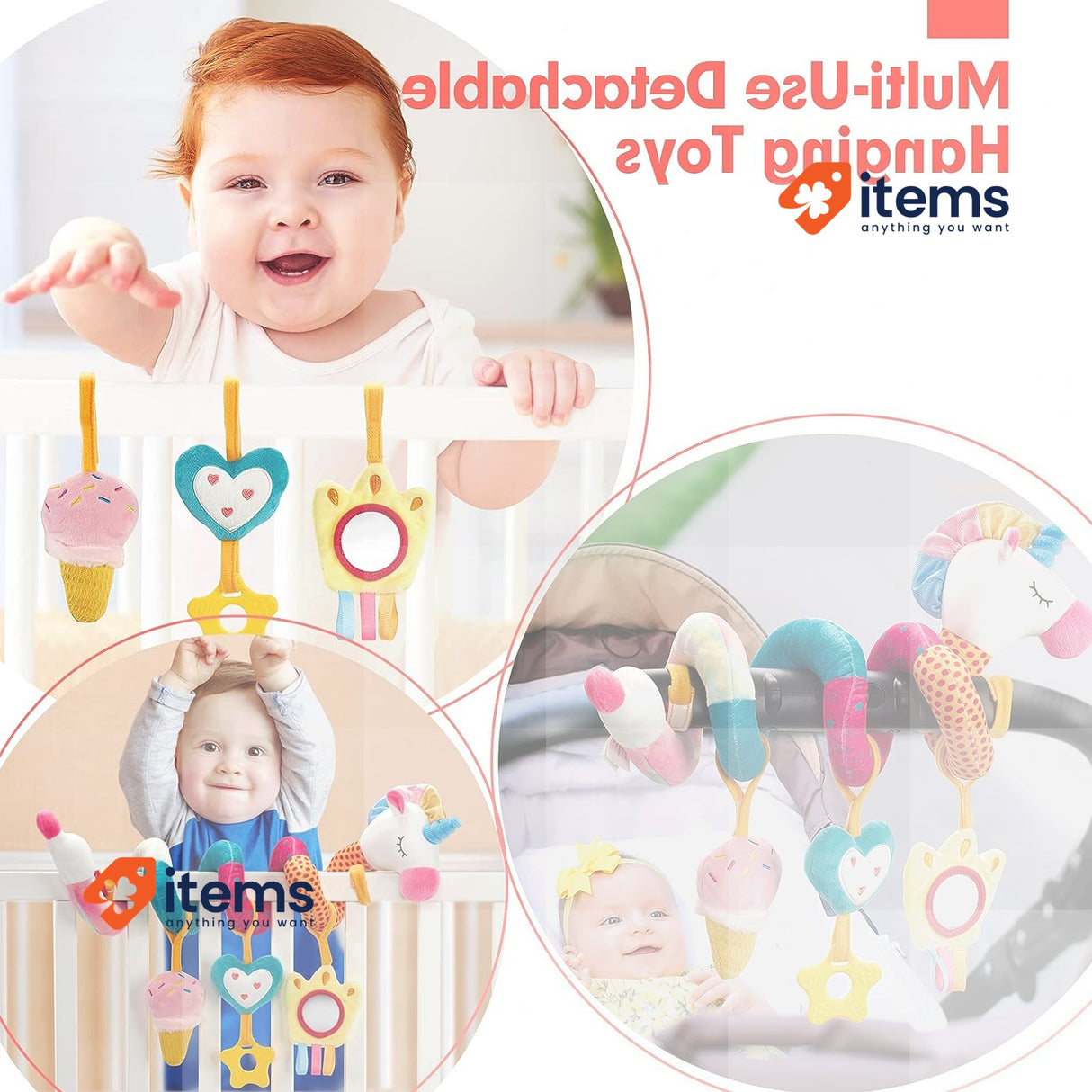 hahaland Baby Pram Toys hahaland Spiral 0-6 Sensory Babies Pushchair Seat 3 9