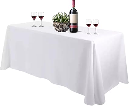 Bea's Party 90" x 132" White Rectangular Tablecloth XXL