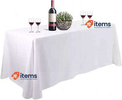 Bea's Party 90" X 132" White Rectangular Tablecloth XXL Large Table Cloth Extra