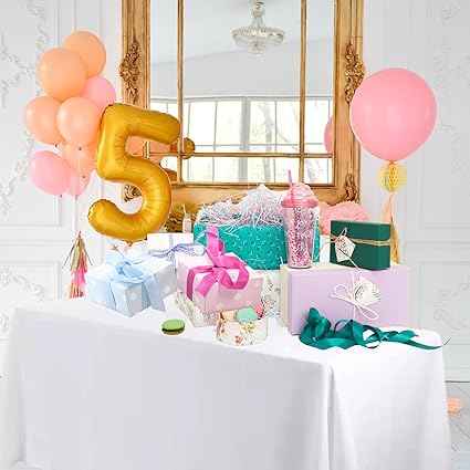 Bea's Party 90" x 132" White Rectangular Tablecloth XXL